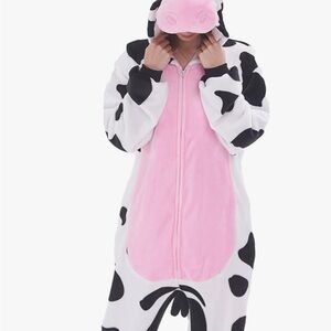 Spooktacular Creations Unisex Cow Print Jumpsuit with Pink Accents